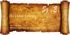 Szitka Ervin névjegykártya